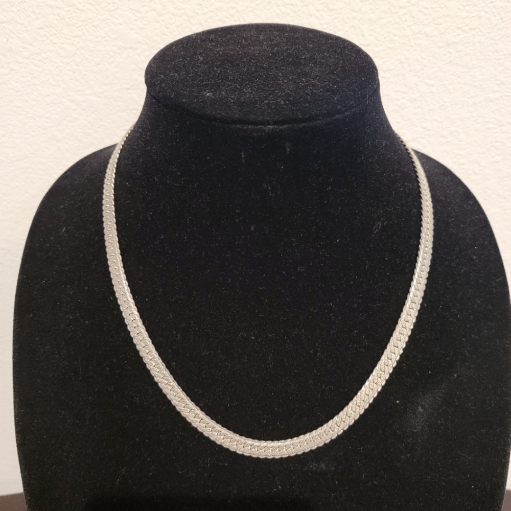 Solid 925 Sterling Silver Flat Snake Curb Chain L… - image 1